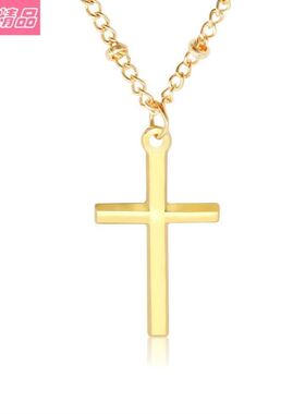 Metal cross bead chain necklace men and women couple jewelry
