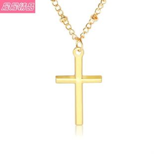 Metal cross bead chain necklace men and women couple jewelry