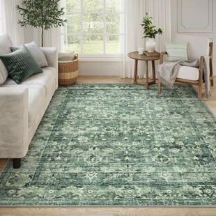 Large Green Rugs for Living Room Boho Rug Vintage Floral Dec