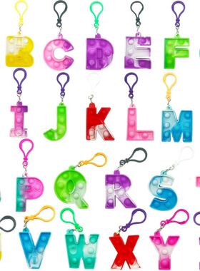 Mini pop it bubble Letter Keychain PopIt Fidget toy英文字母