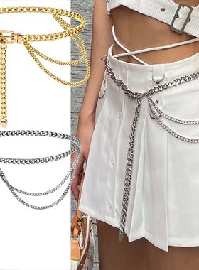 Multi Layer Metal Chain Belts Women Waistbands Long Tassel W