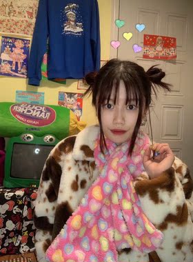 小花自制爱心童趣原宿古着感围脖