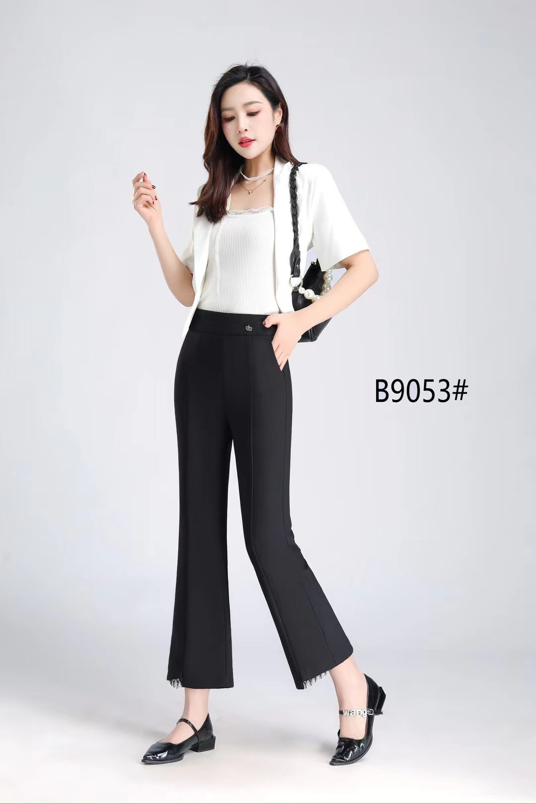 布衣天使2025夏新款B9053显瘦垂感百搭微喇鱼尾裤九分休闲裤