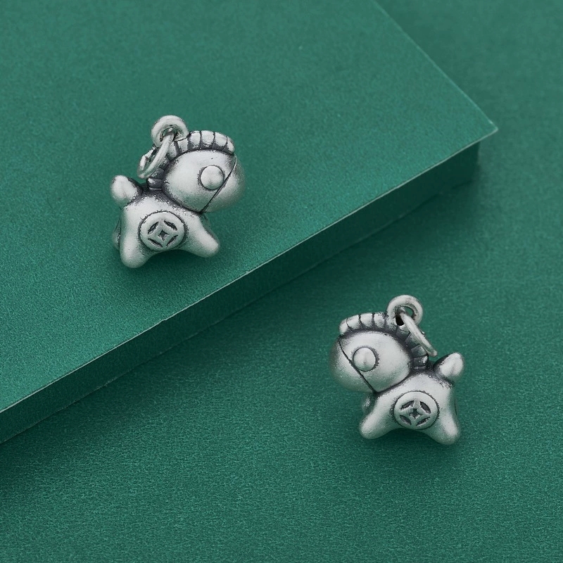 999足银马上有钱小马吊坠diy手串生肖挂件手工编绳材料配件纯银