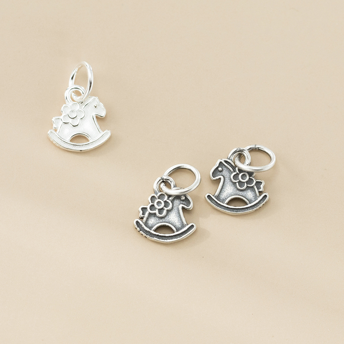 925银做旧泰银小马吊坠diy手串生肖挂件手工编绳材料配件纯银