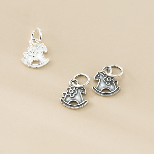 925银做旧泰银小马吊坠diy手串生肖挂件手工编绳材料配件纯银