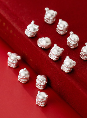 999足银12生肖隔珠转运珠DIY手工饰品配件银珠子散珠手串配珠纯银