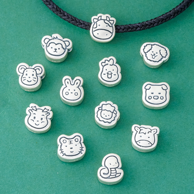 999足银12生肖隔珠手串配珠diy串珠红绳编织手链饰品配件