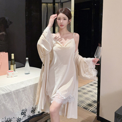 金丝绒睡衣女秋冬吊带睡裙家居服
