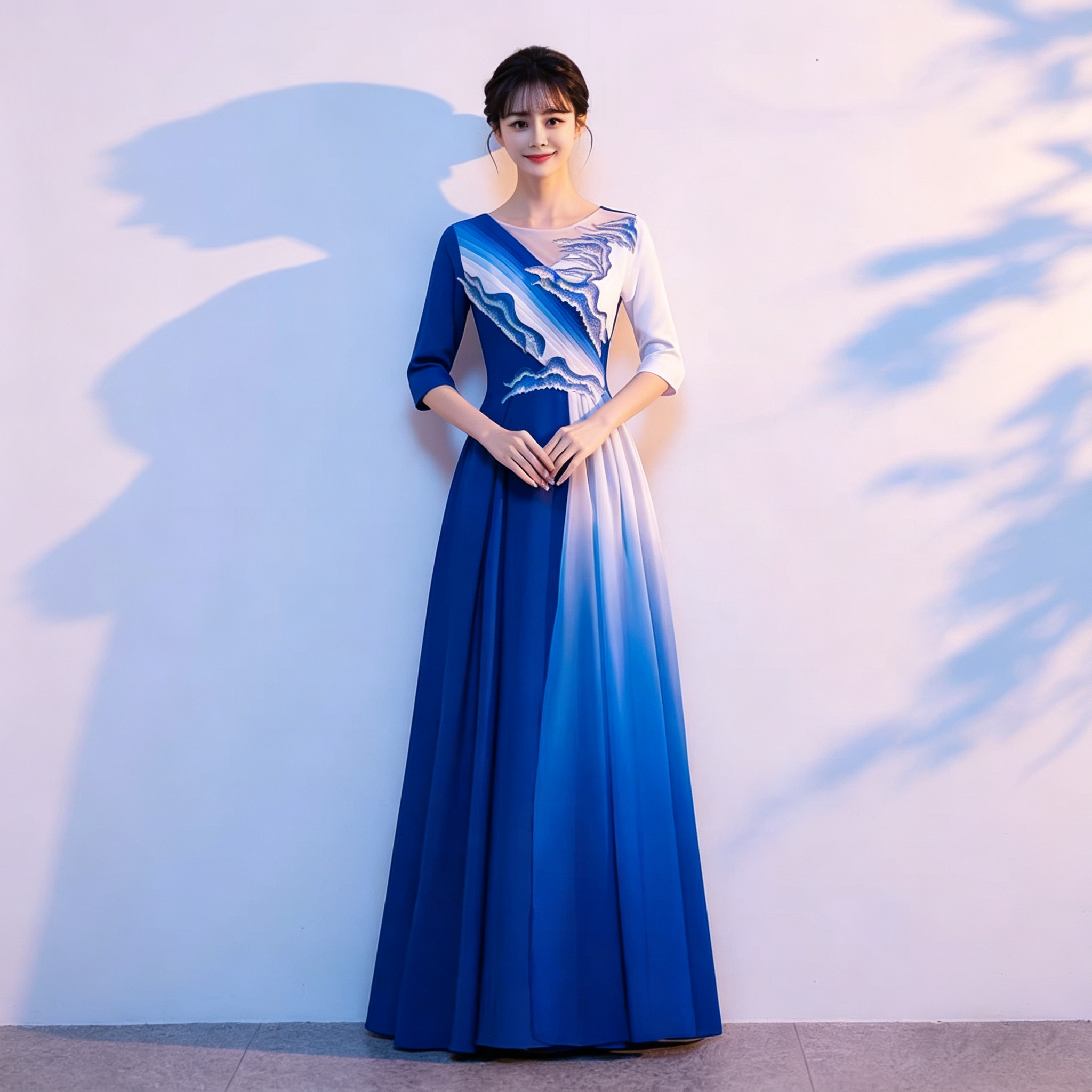 大合唱演出服女长裙古筝艺考主持人舞台表演服晚礼服宴席诗歌比赛