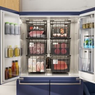 多层收纳筐冰箱收纳篮网格分格整理篮厨房储物篮金属置物篮收纳架