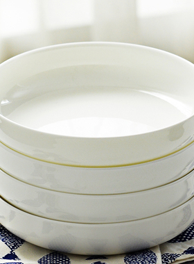 纯白陶瓷窝盘深口盘子菜盘家用骨瓷餐具餐盘碟子蒸鸡蛋羹白色深盘