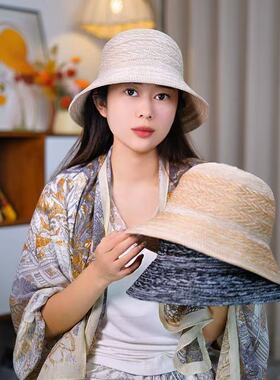 2026年新款帽子女防晒遮阳帽夏季草帽大檐沙滩帽气质渔夫帽太阳帽