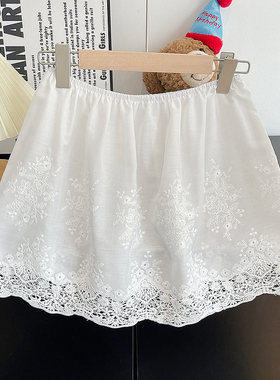 韩系屁帘半身裙女新款蕾丝边高腰百搭防走光白色打底A字裙遮臀帘