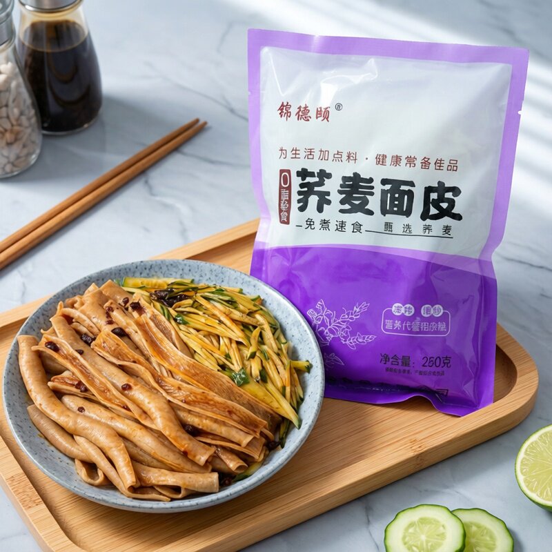免煮荞麦面皮凉拌干凉皮懒人即食0脂粗粮低脂健身代餐速食非油炸