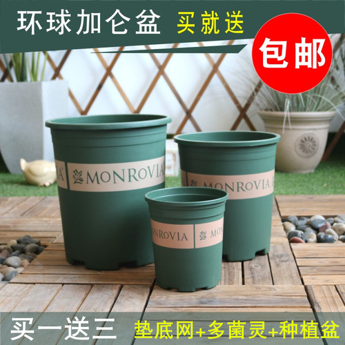 花盆 塑料环球加仑盆1 2 3 5加仑圆形印花塑料花盆绿植花卉盆包邮