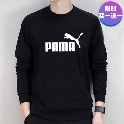 重磅情侣卫衣t恤男秋冬新款宽松圆领休闲纯棉上衣加绒T恤打底衫潮