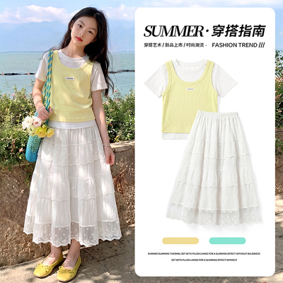 女童连衣裙夏季短袖套装儿童2026新款春秋多巴胺大童女孩公主裙子 — 3
