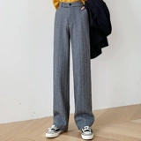 Шерстяные демисезонные длинные штаны, пиджак классического кроя, свободный прямой крой, высокая талия