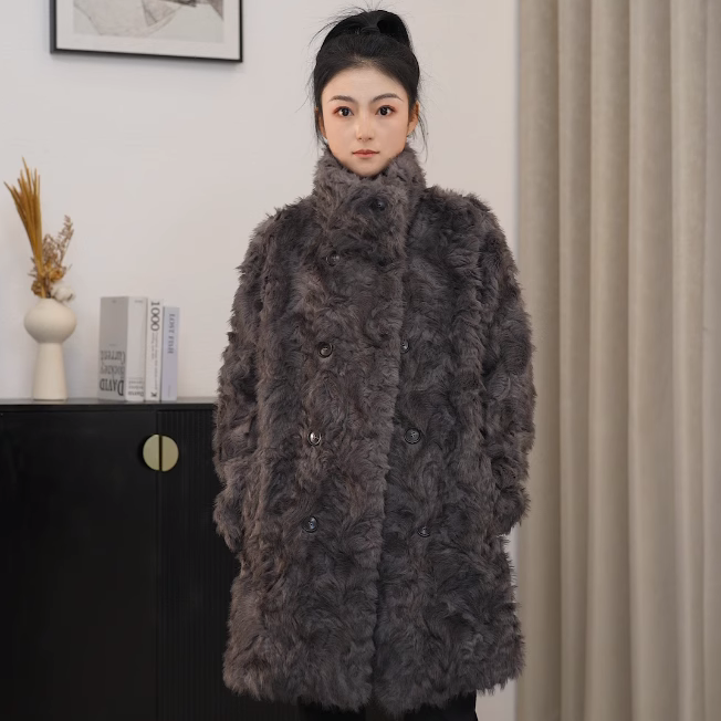 海宁毛毛中长款外套2025冬季