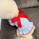 吊带裙宠物比熊泰迪猫咪衣服 条纹大蝴蝶结飞袖 小狗狗衣服夏季 薄款