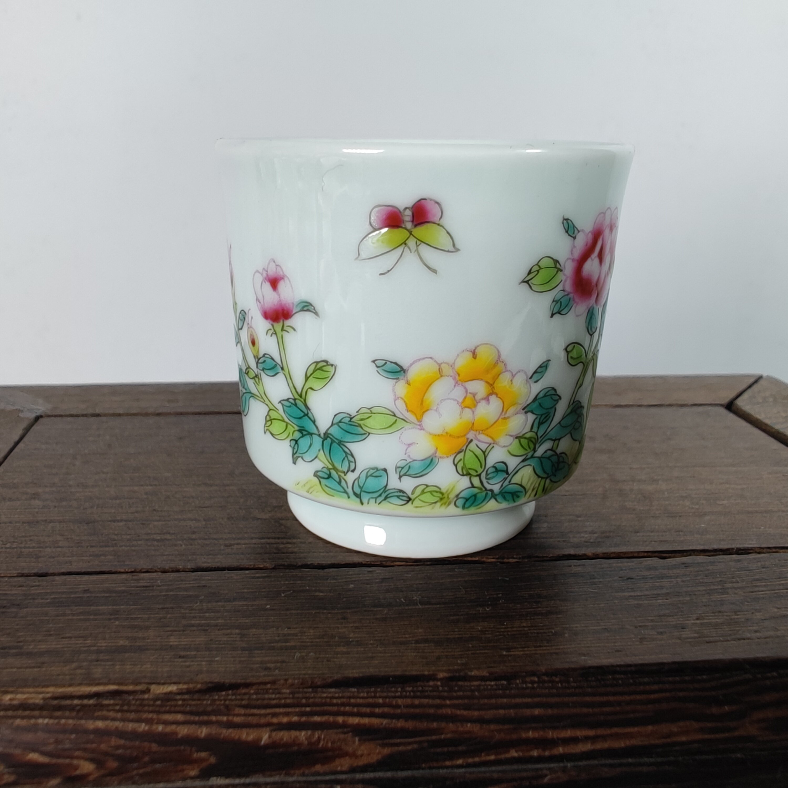 景德镇厂货陶瓷器手拉胚手绘原矿老料珐琅彩闻香杯杯茶杯普洱杯