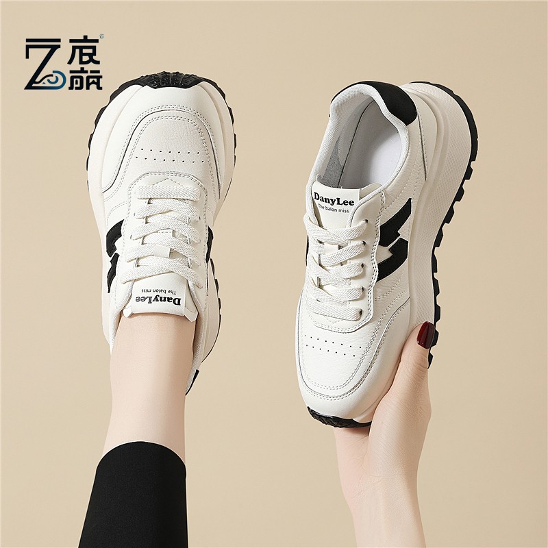 莆田纯原真皮运动鞋女鞋2025春夏新款防滑软底轻便跑步鞋34小码百