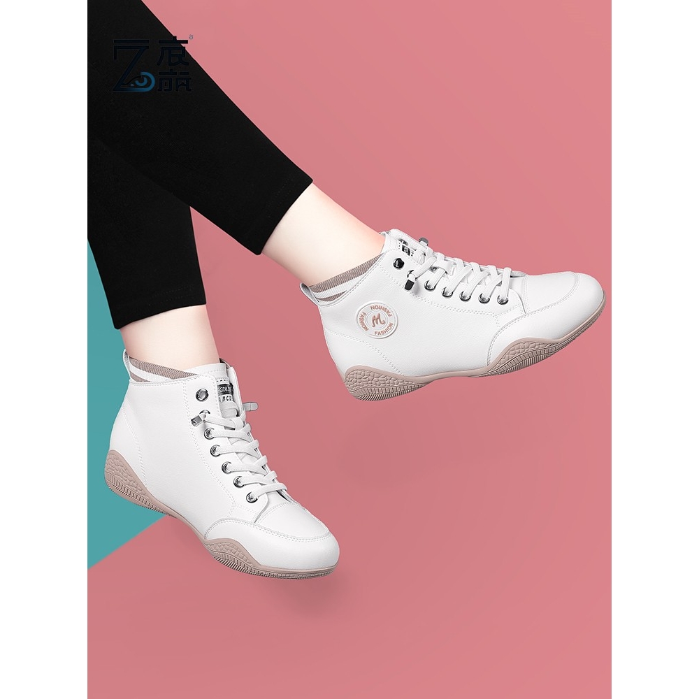 莆田纯原真皮高帮小白鞋女2025新款春夏单鞋女鞋软底舞鞋女士运动