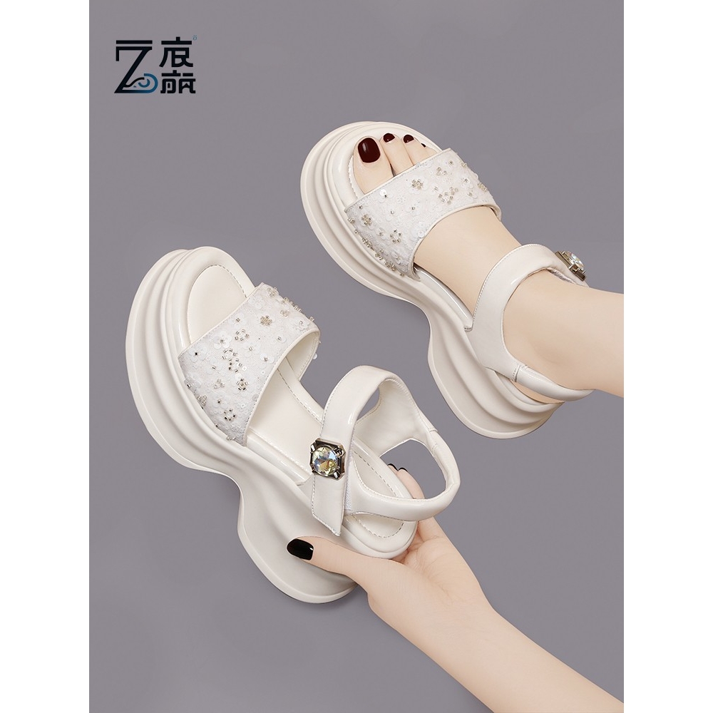 莆田纯原内增高坡跟凉鞋女鞋女士2025年夏季新款外穿厚底松糕罗马