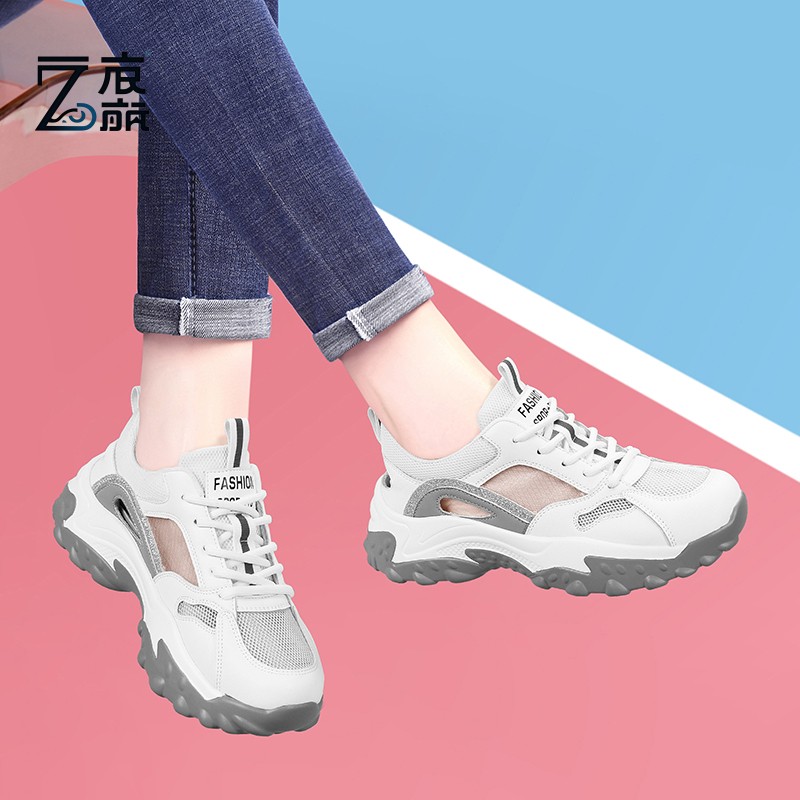 莆田纯原踩屎感透气网眼女鞋2025夏季新款运动休闲鞋镂空网面旅游