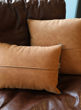 高档汽车抱枕被两用靠垫长形腰靠仿皮质轻奢感客厅沙发皮革折叠被