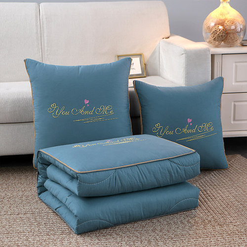 汽车抱枕被全棉高档两用纯色二合一靠垫背办公室沙发午睡空调被子