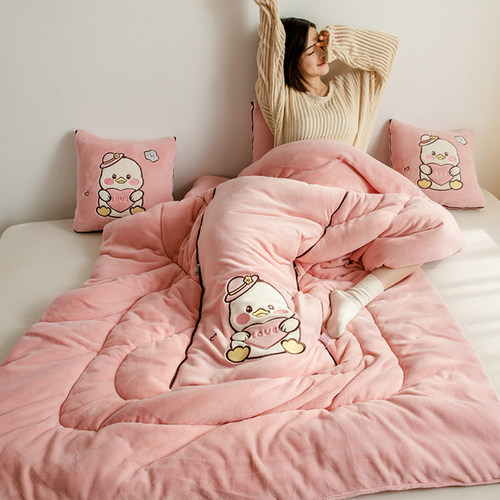 A类母婴级升级加厚牛奶绒抱枕被