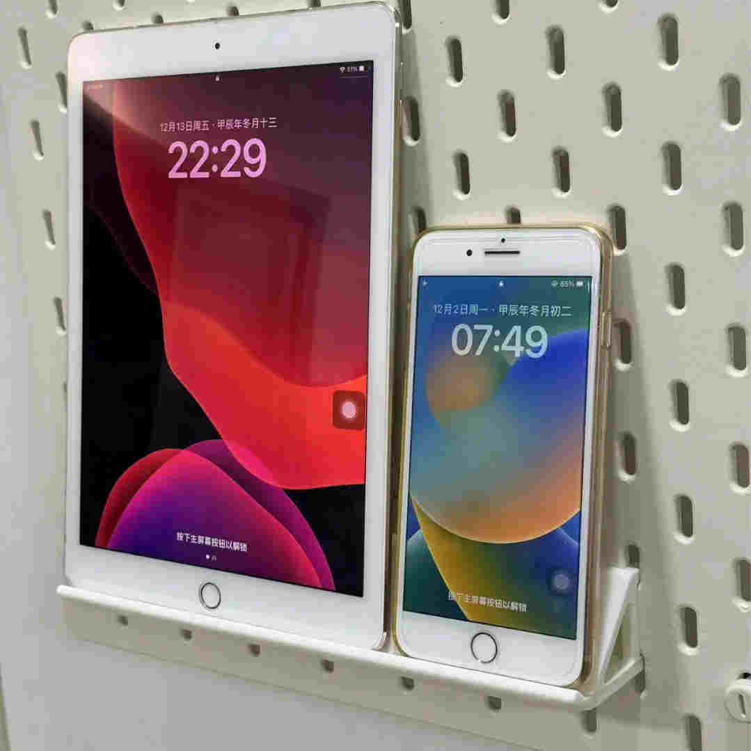 适用宜家SKADIS洞洞板配件手机/iPad支架 多色可改金属方孔圆孔