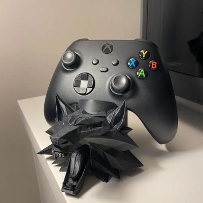 3D打印 手柄支架ps游戏机xbox挂架收纳架switch巫师狼头手办桌面