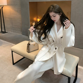 「现货」韩雨嘉毛呢外套女秋冬高级中长款 收腰呢子双面呢羊毛大衣