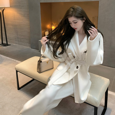 韩雨嘉经典款双面尼大衣