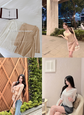 韩雨嘉“冰氧凉感开衫”天丝V领七分袖防晒针织开衫女夏显瘦上衣