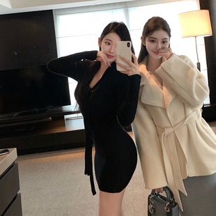 「少量现货」【Rovaniemi】羊毛白大翻领系带毛呢90白鸭绒羽绒服