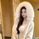 D家25FW 韩雨嘉 珍珠白 仿水貂毛横排连帽可拆卸毛领皮草外套