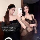 进口SAGA100%狐狸毛皮草马甲 一毛三色喷染工艺 韩雨嘉 云雾色