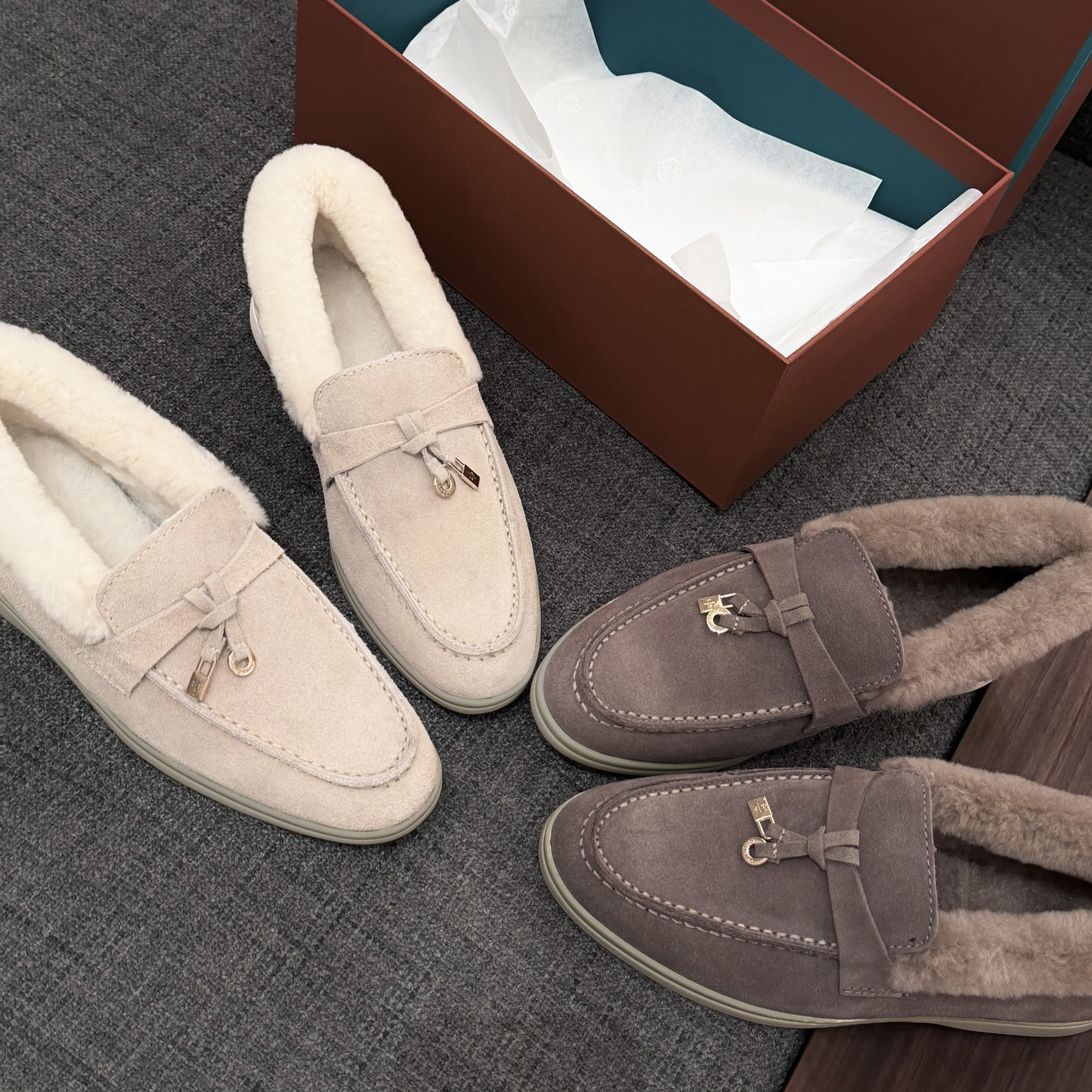 流苏锁扣老钱感羊毛懒人乐福鞋