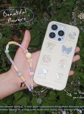 Puui原创17pro磨砂手机壳高级iphone16pro15promax苹果17promax简约闪粉带链条16promax手机壳