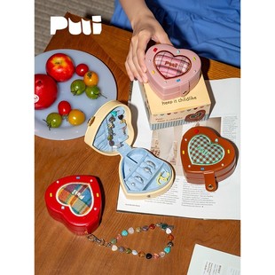 puui原创生活创意爱心首饰盒小型可爱女生首饰盒结婚便携收纳饰品