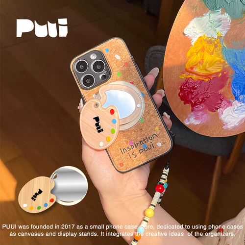 Puui噗又原创小画家系列磁吸手机壳保护壳磁吸支架带镜面手机挂链