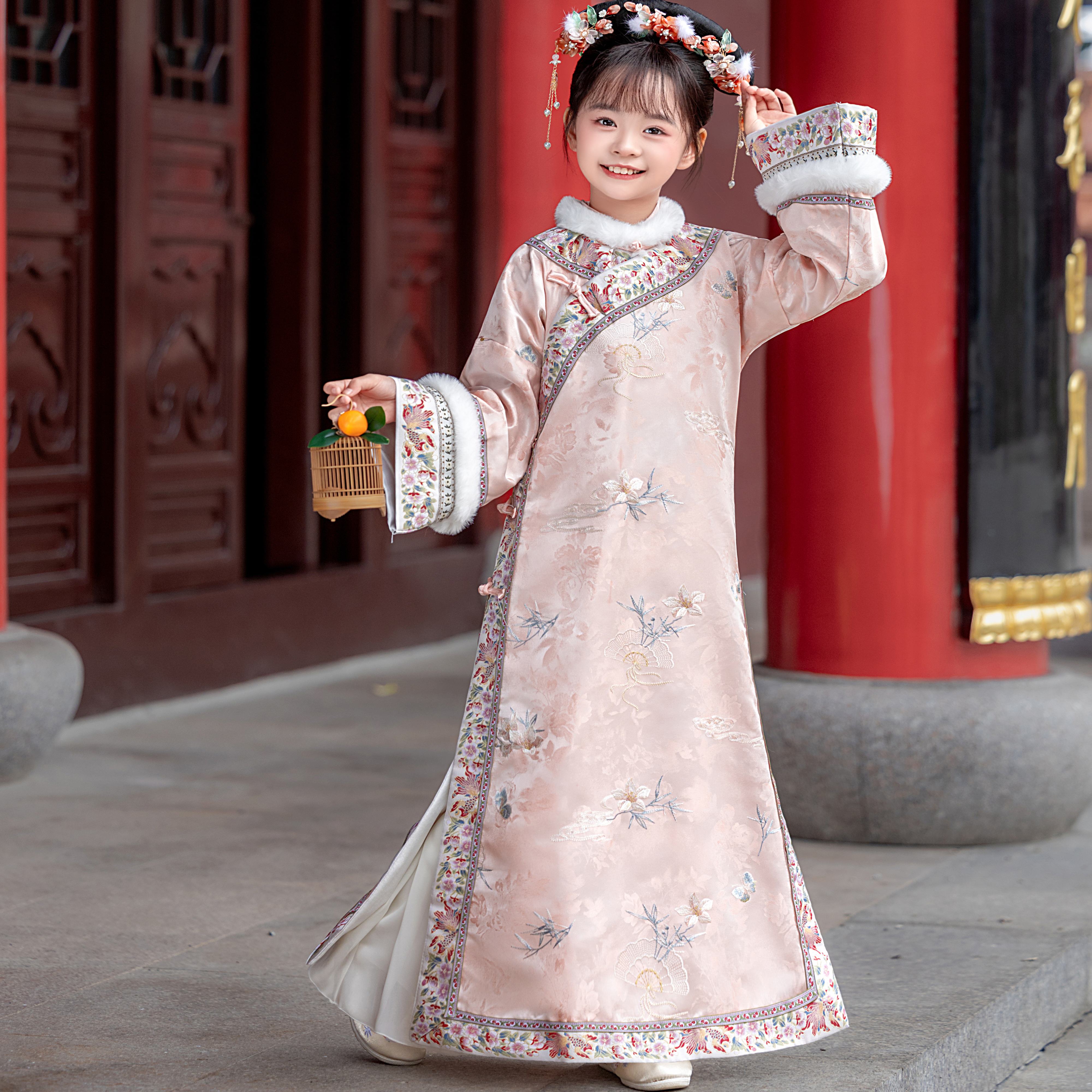 儿童格格服宫廷风2025女童汉服冬款加厚超仙小女孩旗袍过年拜年服