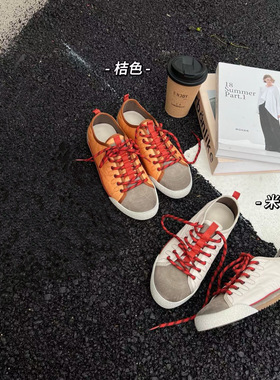 2026春季新款复古德训鞋女学院风舒适透气百搭拼色系带休闲板鞋女