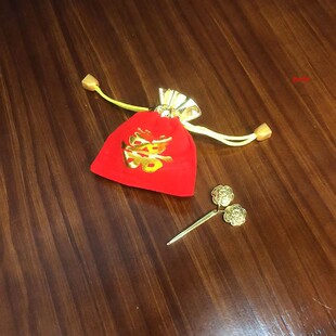 潮汕婚嫁下聘结婚高档镀金如意插夹发夹新娘陪嫁嫁妆如意簪如意袋