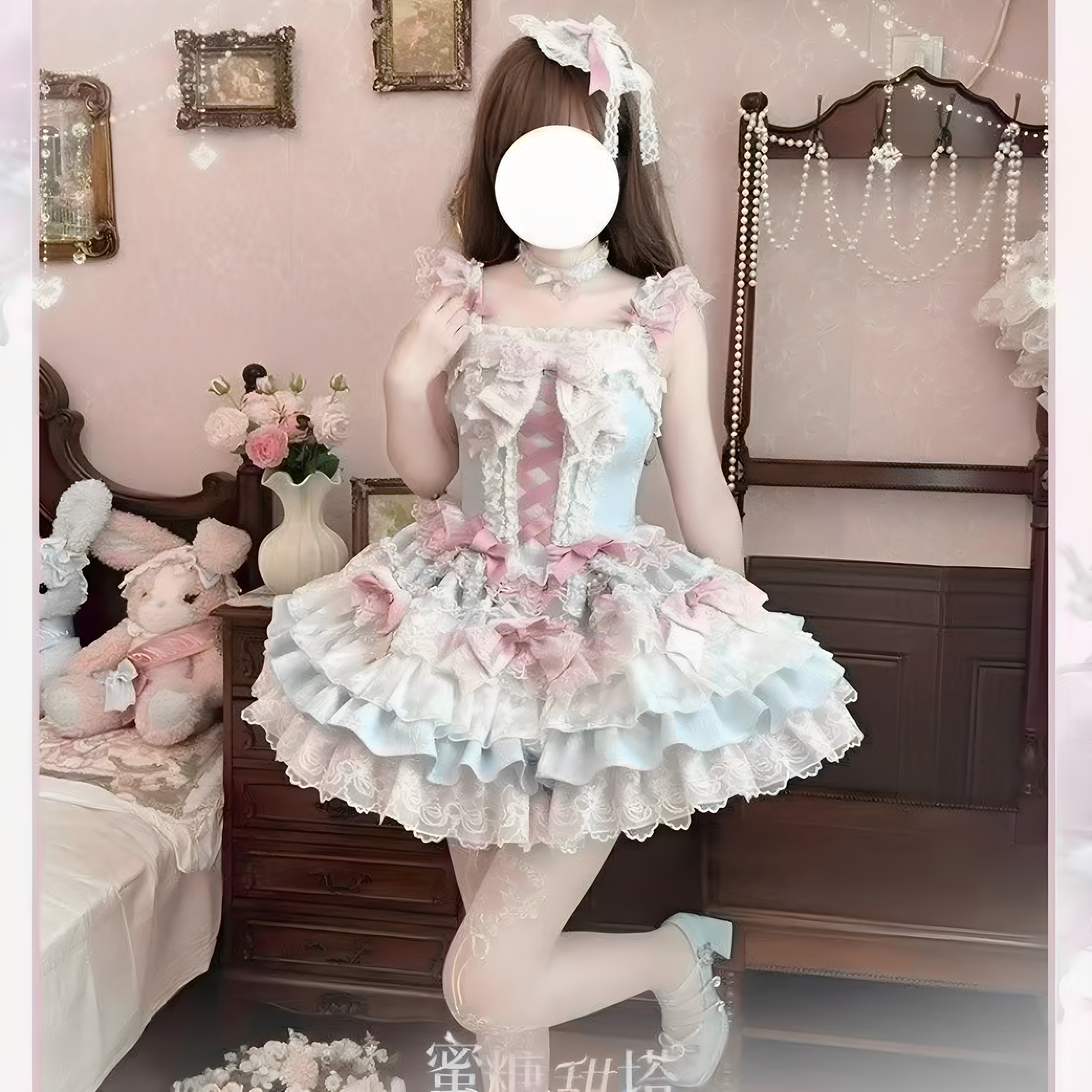 褪色古董糖洛丽塔蝴蝶结公主裙