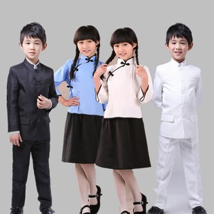 出租成人儿童五四青年装民国学生装民国风儿童中山装大合唱演出服